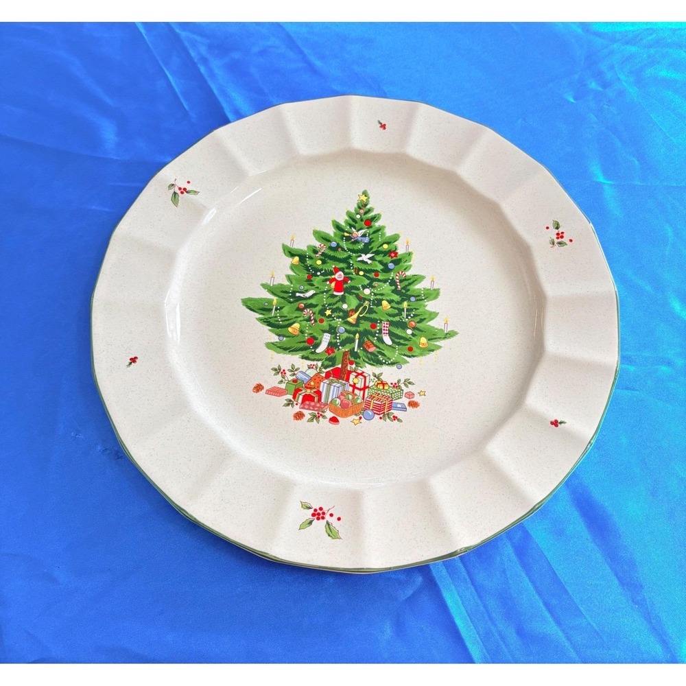 Studio Nova Holiday Season NY102 Christmas Tree Stoneware Chop Plate Platter 12"